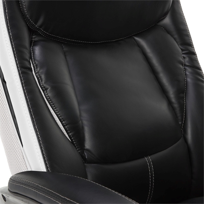 Scranton & Co Traditional Faux Leather Executive Office Chair in Black/White