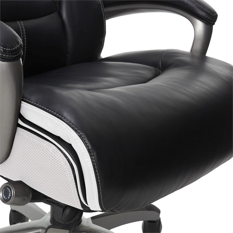 Scranton & Co Traditional Faux Leather Executive Office Chair in Black/White