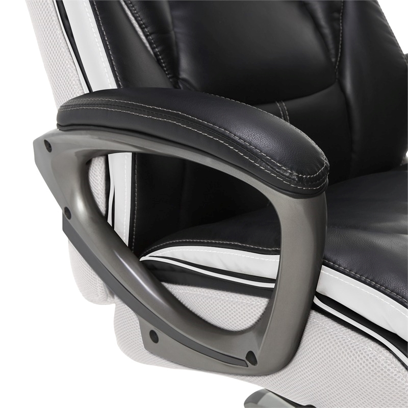 Scranton & Co Traditional Faux Leather Executive Office Chair in Black/White