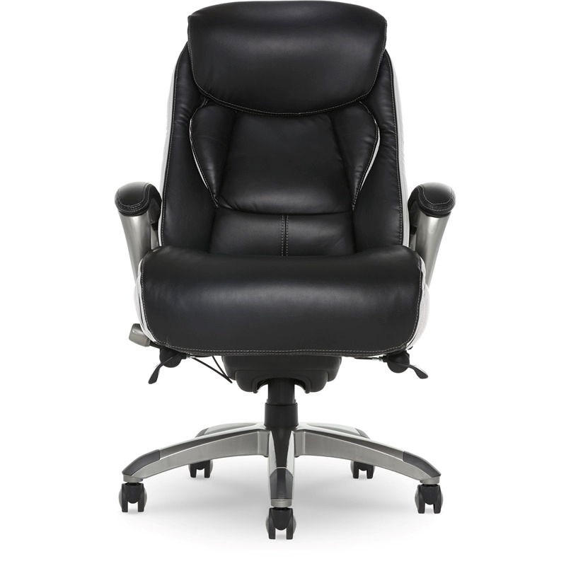 Scranton & Co Traditional Faux Leather Executive Office Chair in Black/White