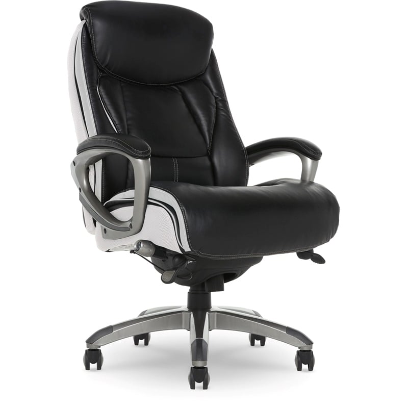 Scranton & Co Traditional Faux Leather Executive Office Chair in Black/White