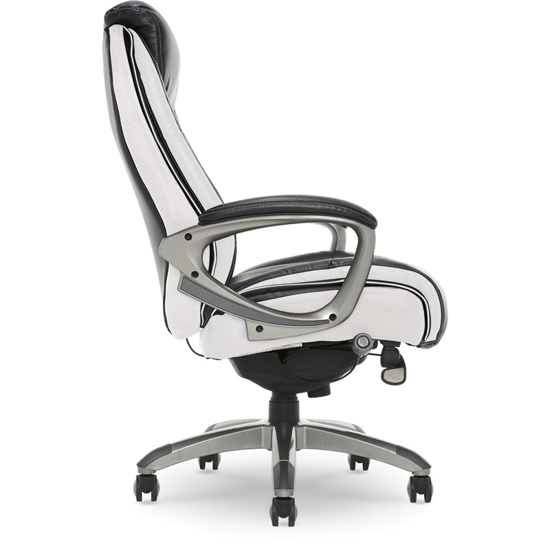 Scranton & Co Traditional Faux Leather Executive Office Chair in Black/White