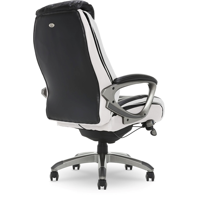 Scranton & Co Traditional Faux Leather Executive Office Chair in Black/White