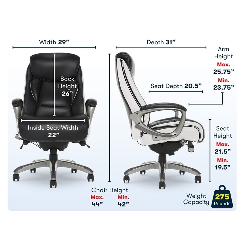 Scranton & Co Traditional Faux Leather Executive Office Chair in Black/White