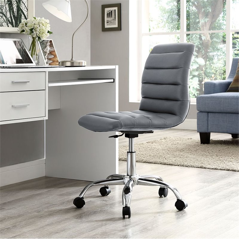 Scranton & Co Modern Vinyl/Nylon Mid-Back Armless Swivel Office Chair in Gray