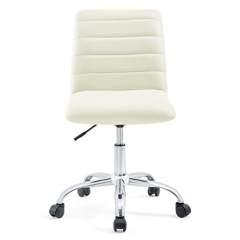 Scranton & Co Modern Vinyl/Nylon Mid-Back Armless Swivel Office Chair in White
