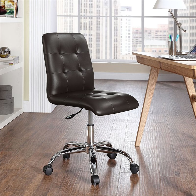 Scranton & Co Faux Leather Mid Back Swivel Office Chair in Brown