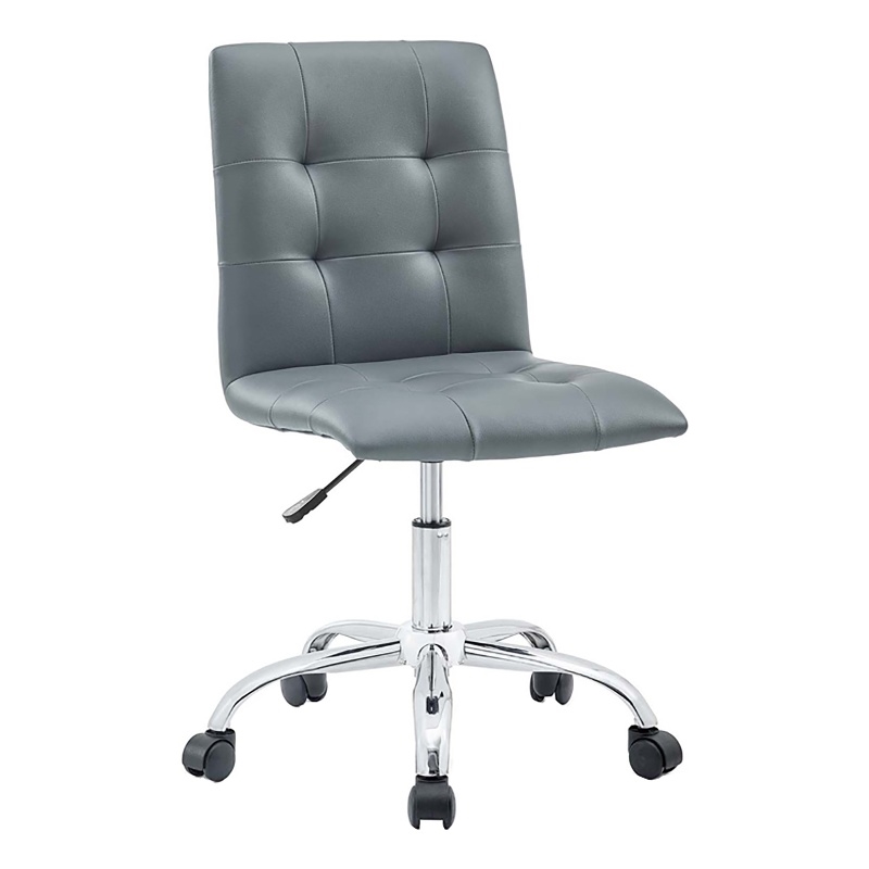 Scranton & Co Modern Faux Leather/Steel Mid-Back Swivel Office Chair in Gray