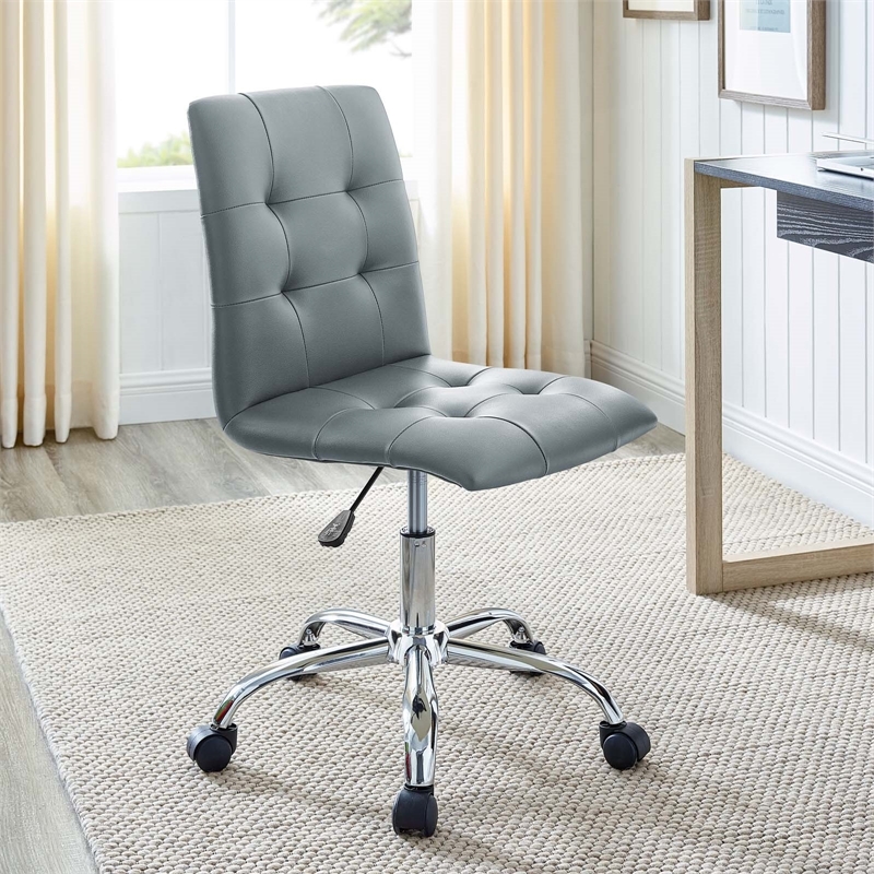 Scranton & Co Modern Faux Leather/Steel Mid-Back Swivel Office Chair in Gray