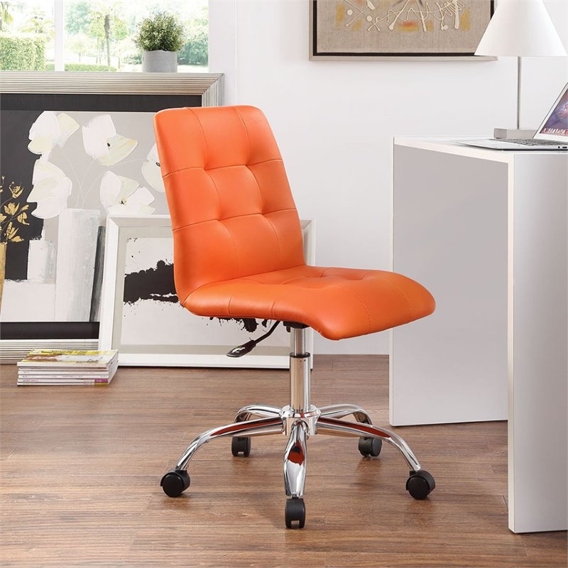 Scranton & Co Faux Leather Mid Back Swivel Office Chair in Orange
