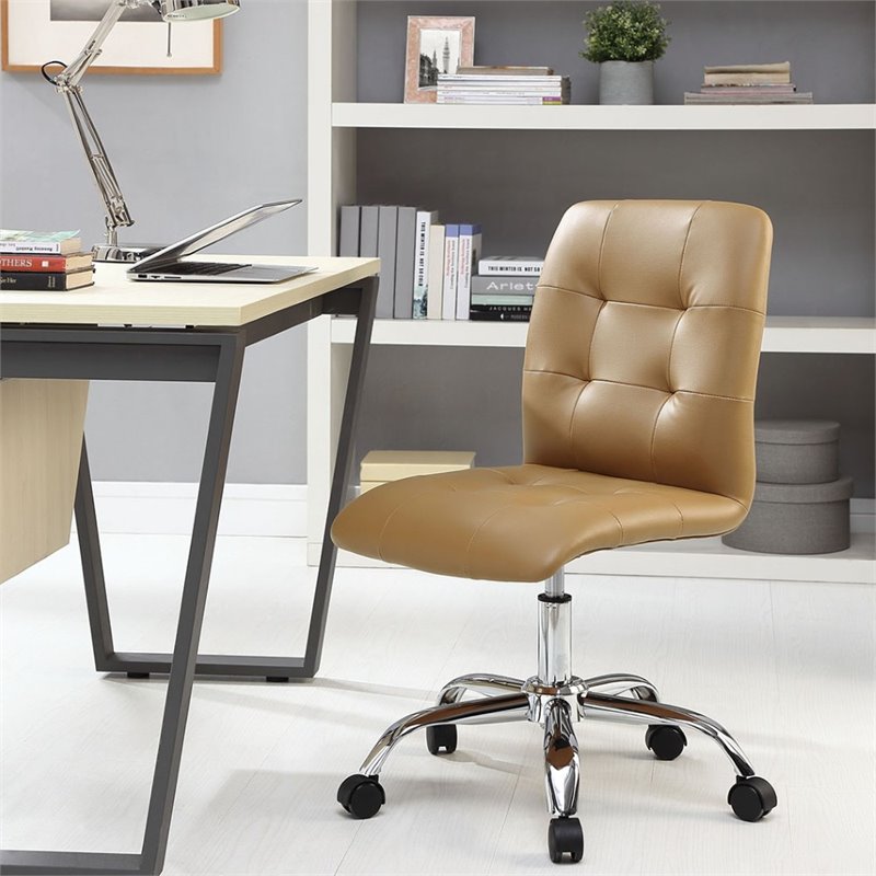 Scranton & Co Faux Leather Mid Back Swivel Office Chair in Tan