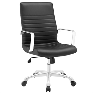 Scranton & Co Contemporary Mid Back Swivel Office Chair in Black