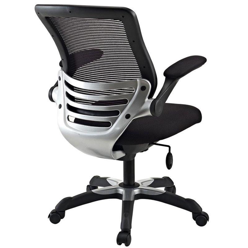 Scranton & Co Modern Sponge/Fabric Office Chair with Flip-Up Arms in Black