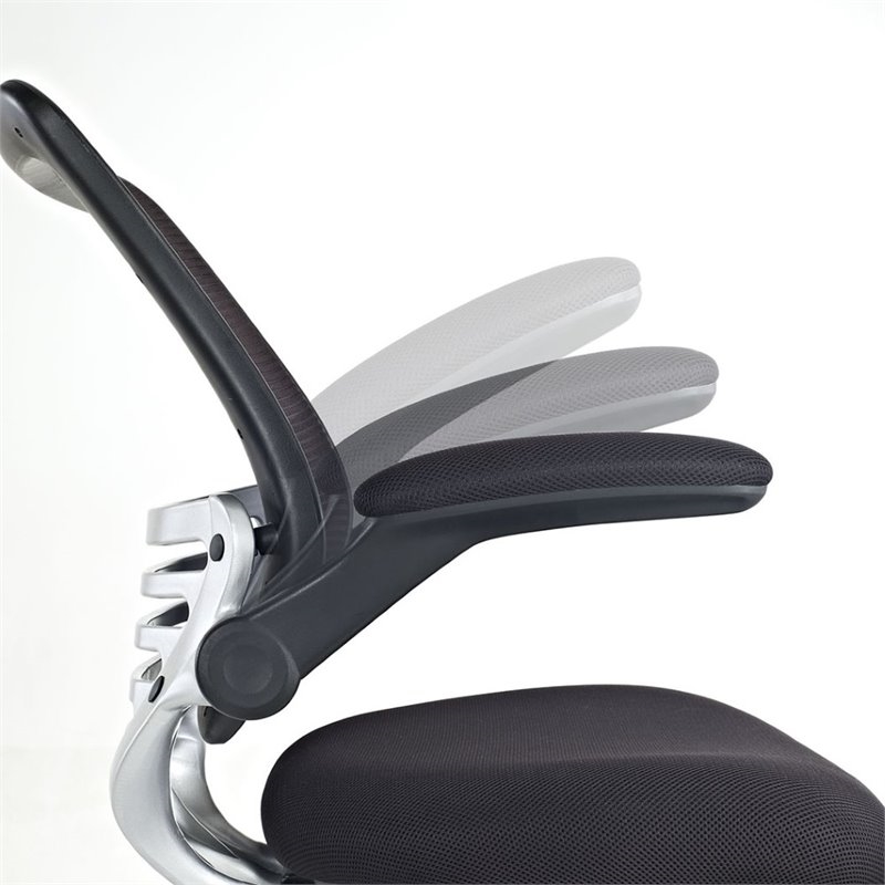 Scranton & Co Modern Sponge/Fabric Office Chair with Flip-Up Arms in Black