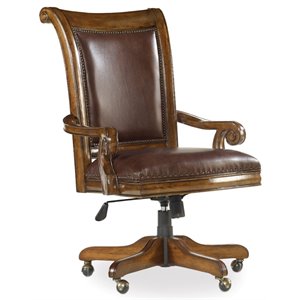 scranton & co modern traditional swivel desk chair in chocolate