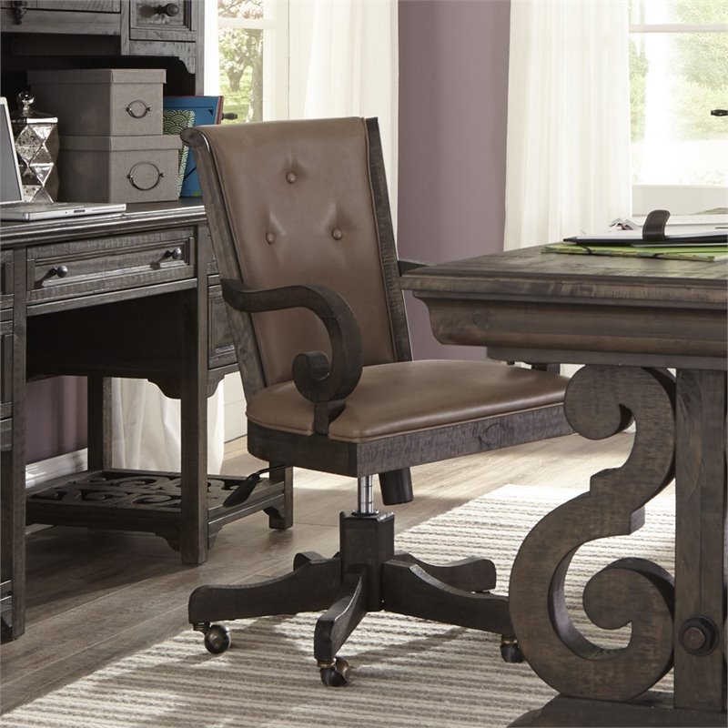 Scranton & Co Upholstered Desk Chair in Weathered Peppercorn