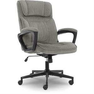 Scranton & Co Adjust Height Modern Velvet Office Chair in Gray