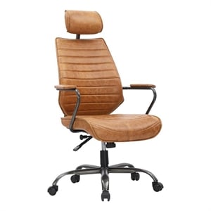 Scranton & Co Contemporary Leather Executive Swivel Office Chair in Cigare Tan