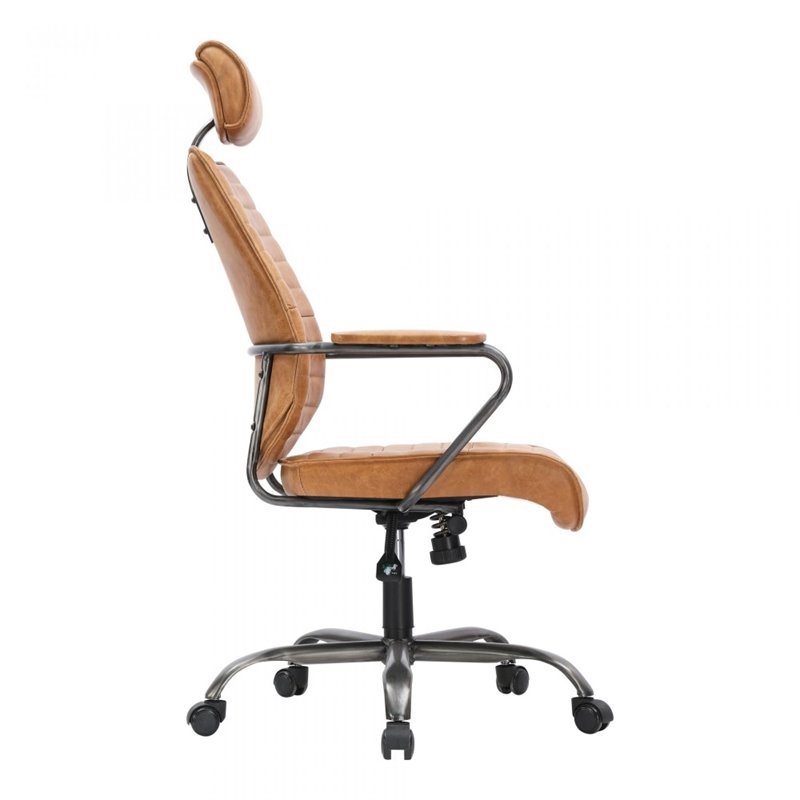 Scranton & Co Contemporary Leather Executive Swivel Office Chair in Cigare Tan