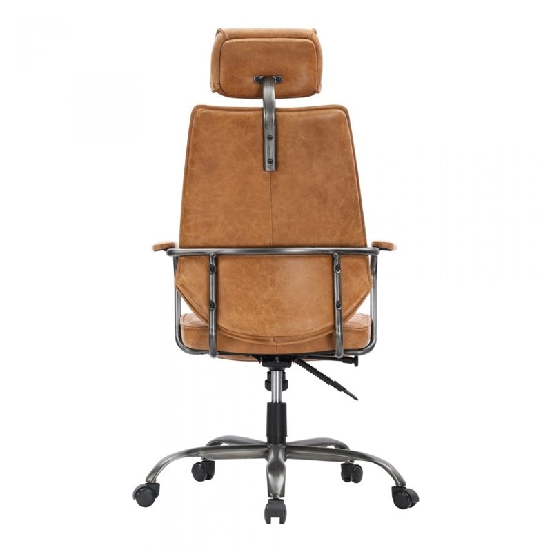 Scranton & Co Contemporary Leather Executive Swivel Office Chair in Cigare Tan