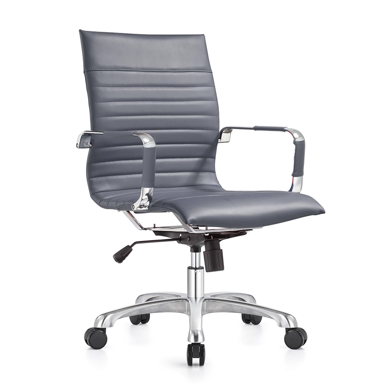 Scranton & Co Modern Leatherette Executive Swivel Office Chair in Gray