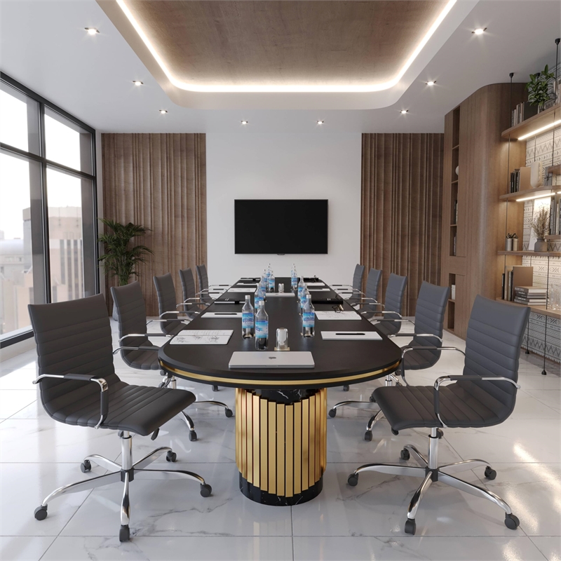 Scranton & Co Modern Leatherette Executive Swivel Office Chair in Gray