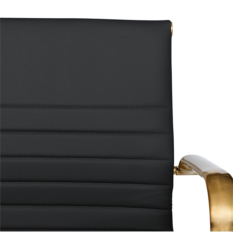 Scranton & Co Modern Leather Swivel Gold Office Chair in Black