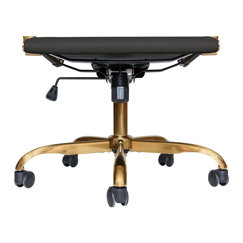 Scranton & Co Modern Leather Swivel Gold Office Chair in Black