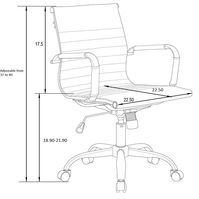 Scranton & Co Modern Leather Swivel Gold Office Chair in Black