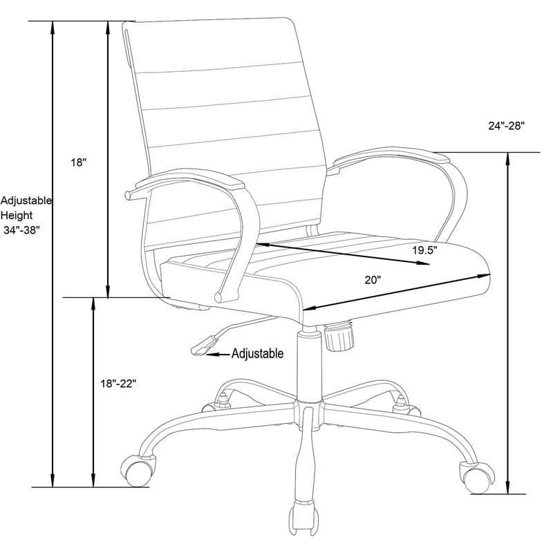 Scranton & Co Modern Adjustable Leather Office Chair in Black