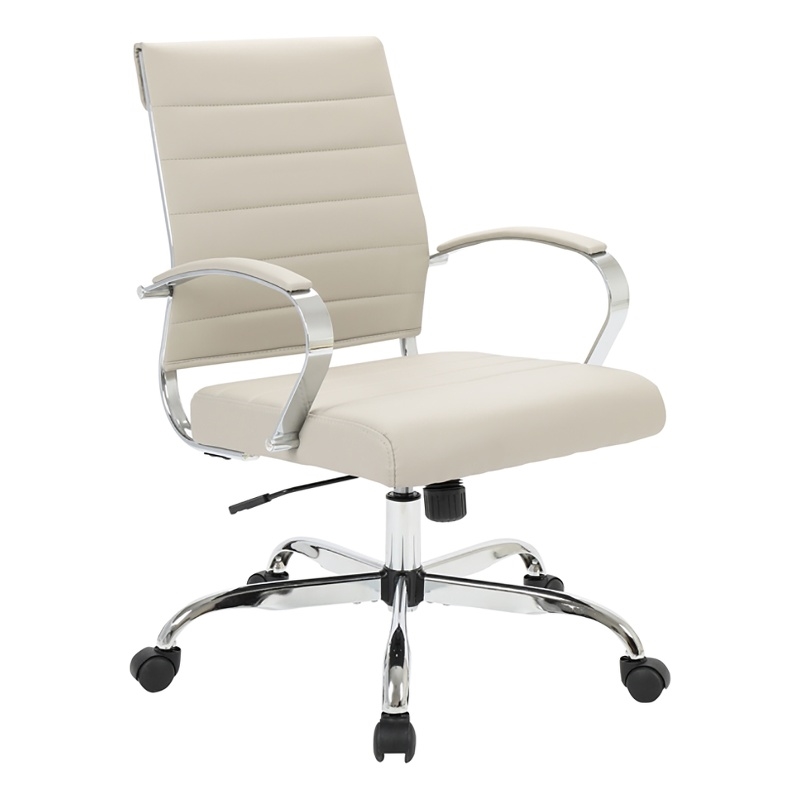 Scranton & Co Mid-Century Faux Leather Executive Swivel Office Chair in Tan