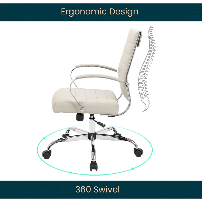 Scranton & Co Mid-Century Faux Leather Executive Swivel Office Chair in Tan