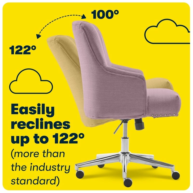 Scranton & Co Modern Fabric/Stainless Steel Office Chair in Lilac/Chrome