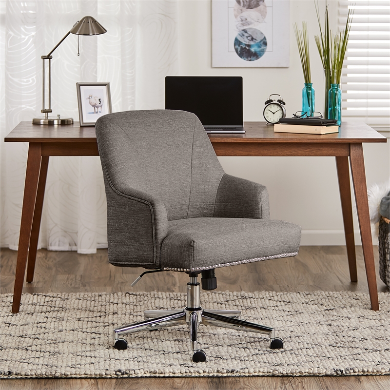 Scranton & Co Modern Home Office Chair  in Soft Medium Gray Fabric