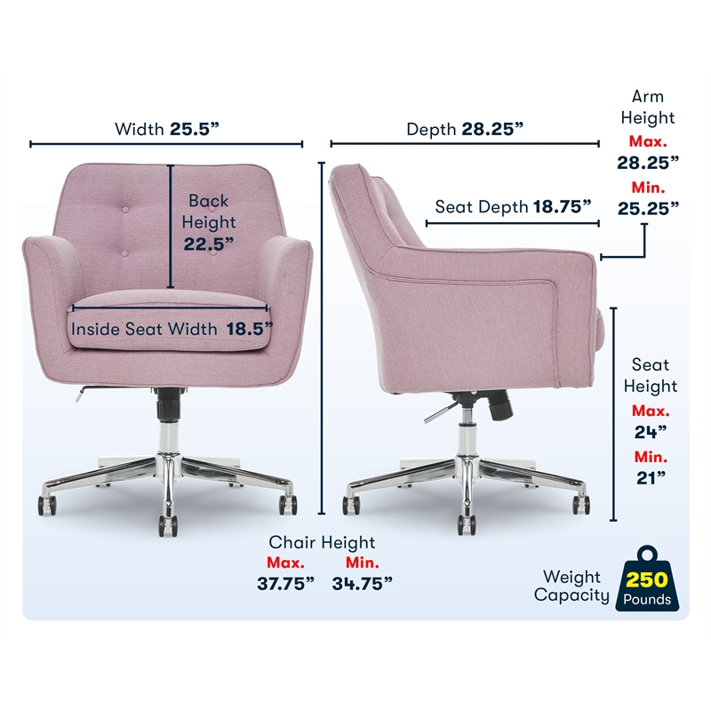 Scranton & Co Modern Fabric/Stainless Steel Office Chair in Chrome/Lilac