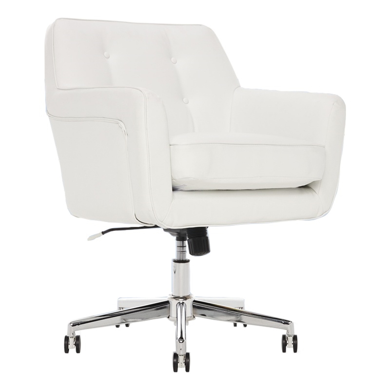 Scranton & Co Fabric Home Office Chair with Memory Foam Cushioning in White
