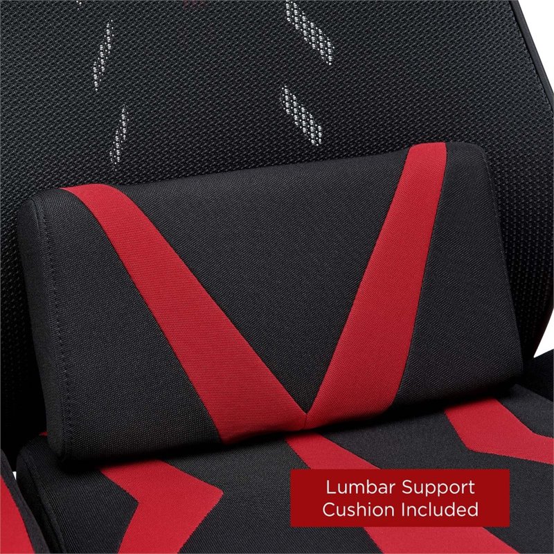 Scranton & Co Modern Mesh Fabric Gaming Computer Chair in Black/Red