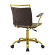 Scranton & Co Modern Faux Leather Webbing Back Swivel Office Chair in Brown