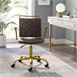 Scranton & Co Modern Faux Leather Webbing Back Swivel Office Chair in Brown