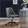 Scranton & Co Faux Leather Tufted Office Swivel Chair in Black and Gray