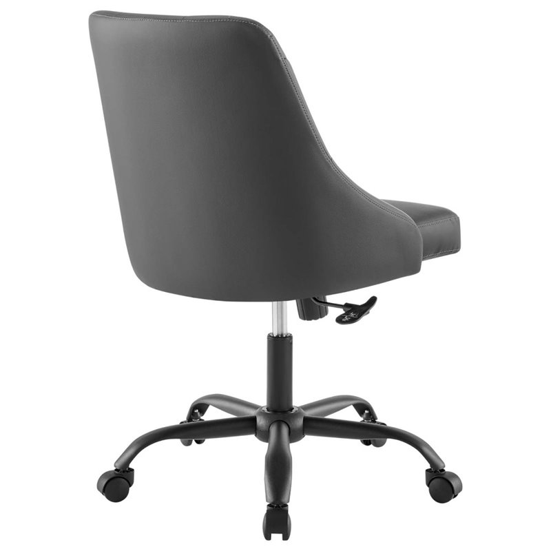 Scranton & Co Faux Leather Tufted Office Swivel Chair in Black and Gray