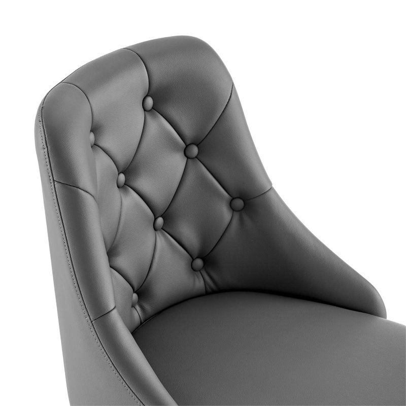 Scranton & Co Faux Leather Tufted Office Swivel Chair in Black and Gray