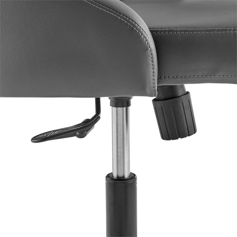 Scranton & Co Faux Leather Tufted Office Swivel Chair in Black and Gray