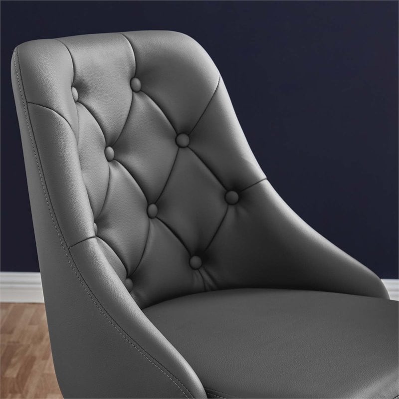 Scranton & Co Faux Leather Tufted Office Swivel Chair in Black and Gray