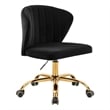 Scranton & Co Contemporary Velvet Swivel Adjustable Office Chair in Black