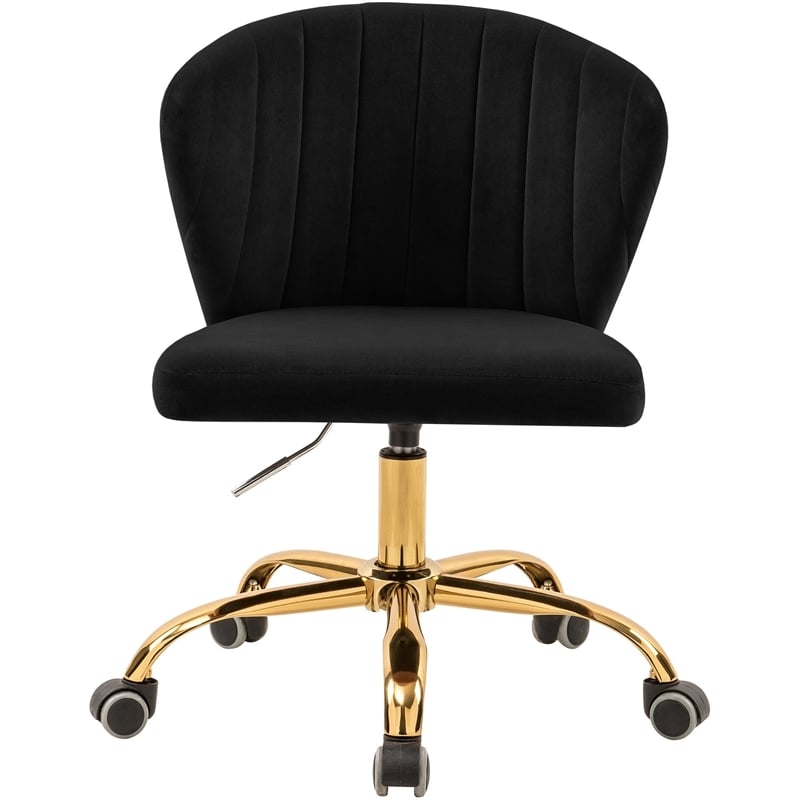 Scranton & Co Contemporary Velvet Swivel Adjustable Office Chair in Black