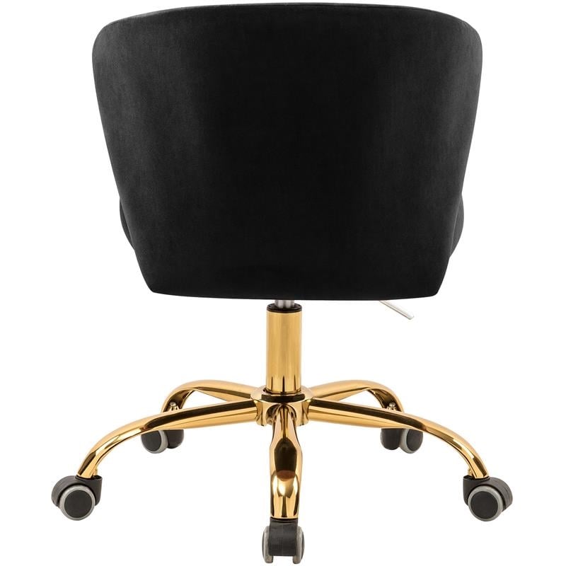 Scranton & Co Contemporary Velvet Swivel Adjustable Office Chair in Black