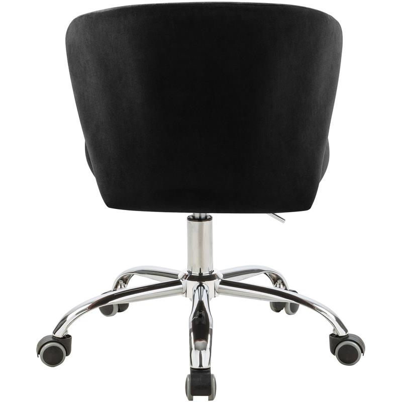 Scranton & Co Velvet Swivel Adjustable Office Chair with Casters in Black