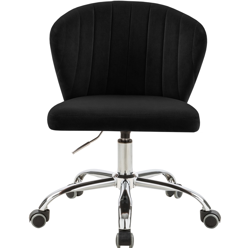 Scranton & Co Velvet Swivel Adjustable Office Chair with Casters in Black