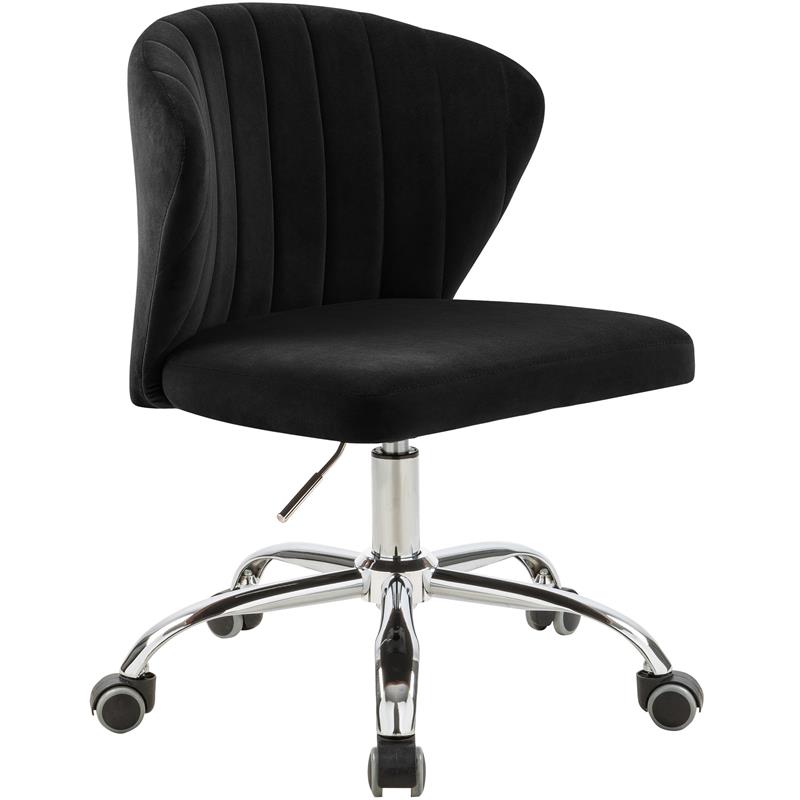 Scranton & Co Velvet Swivel Adjustable Office Chair with Casters in Black